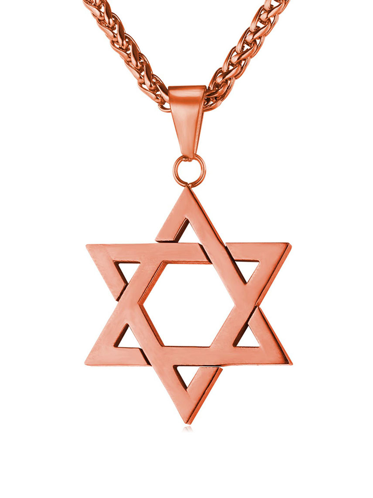 Star of David Pendant Hexagon Necklace in Rose Gold