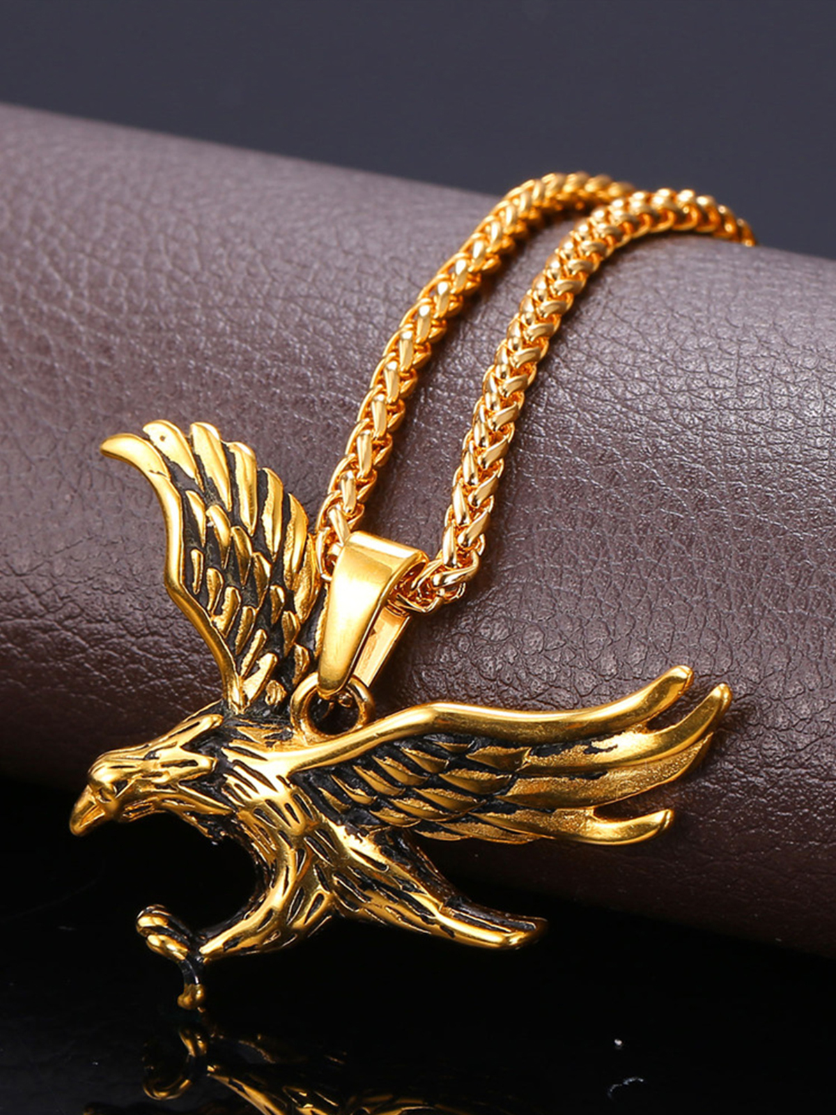 Hawk Pendant Animal Necklace in 18K Gold Plated