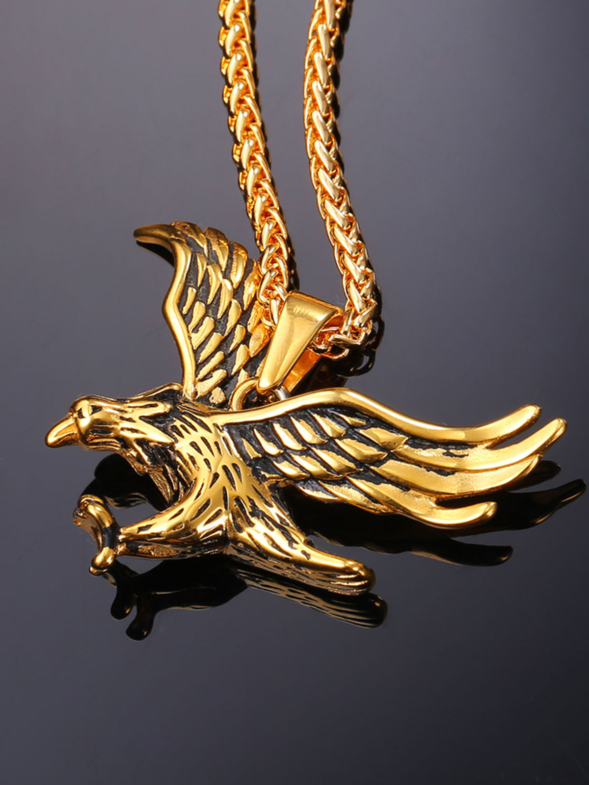 Hawk Pendant Animal Necklace in 18K Gold Plated