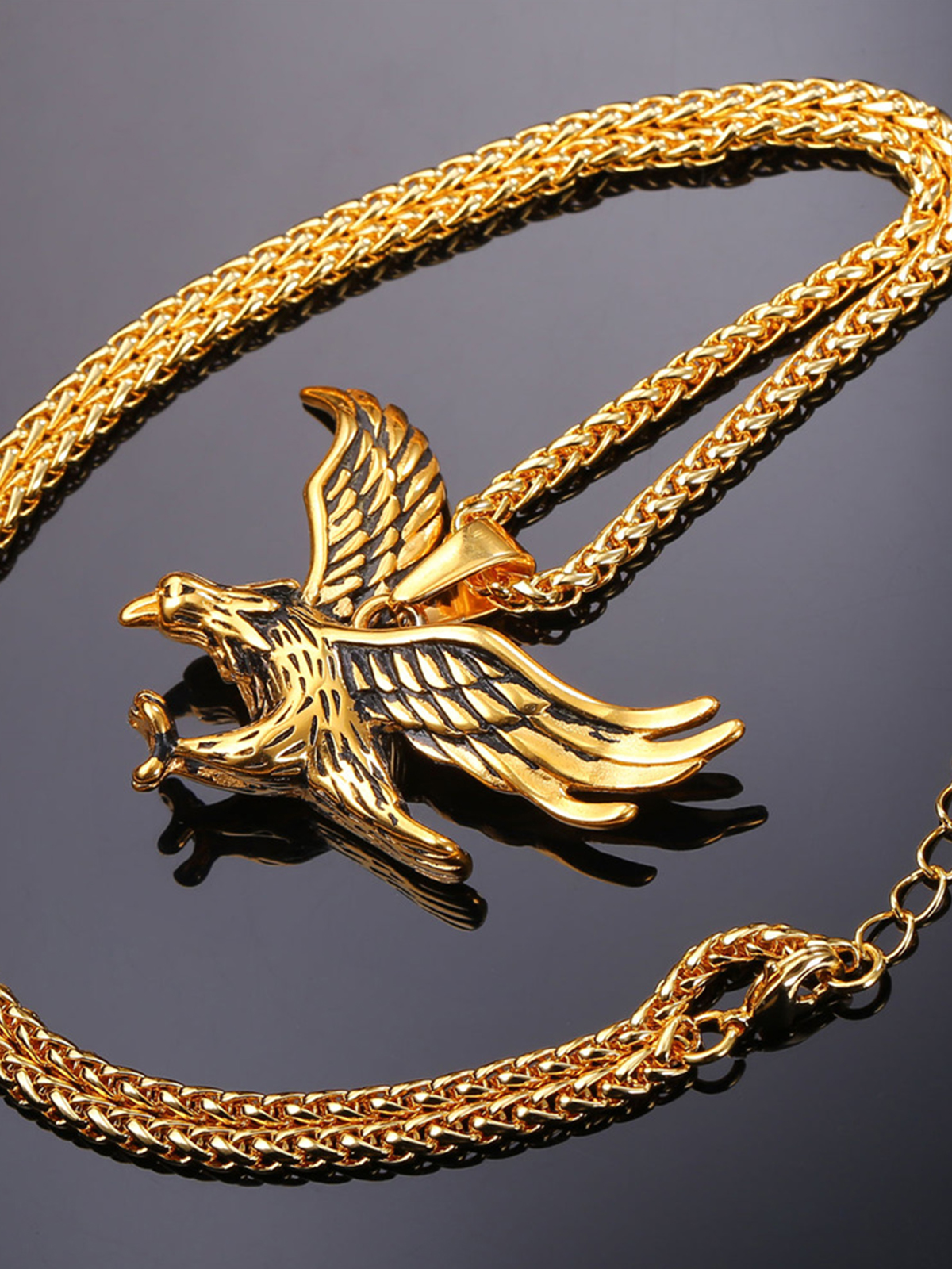 Hawk Pendant Animal Necklace in 18K Gold Plated