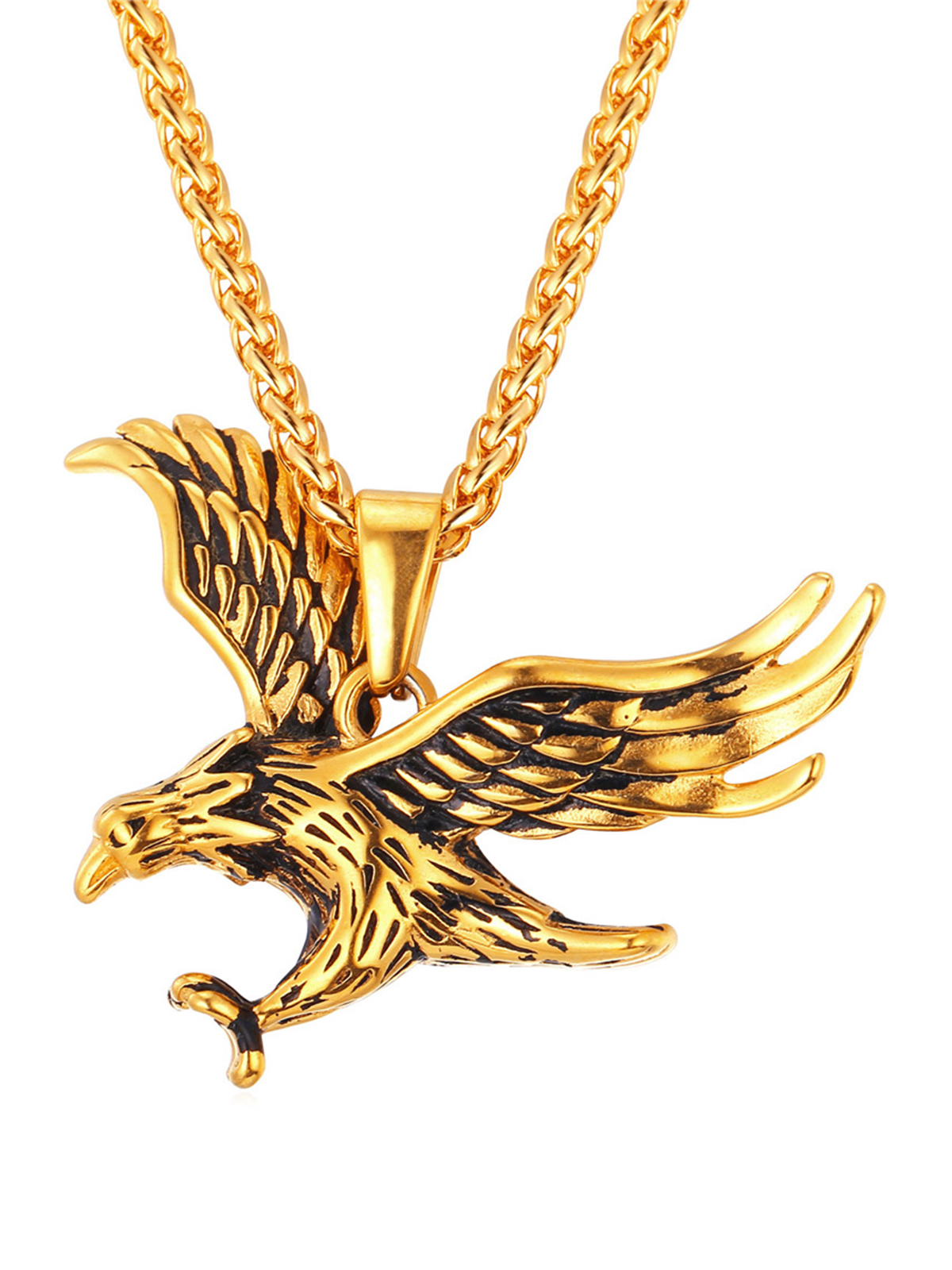 Hawk Pendant Animal Necklace in 18K Gold Plated