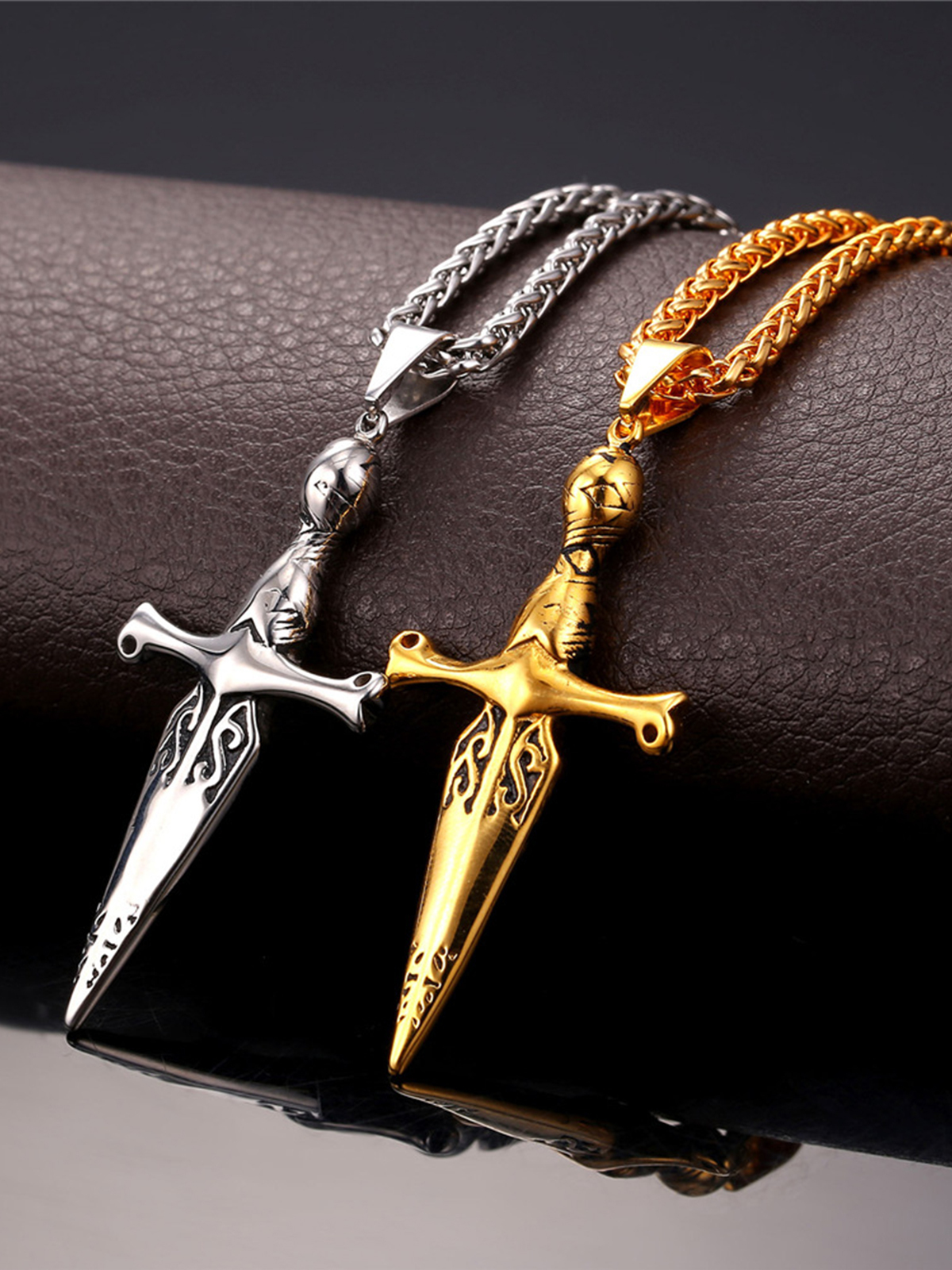 Sword Pendant Cross Necklace in Stainless
