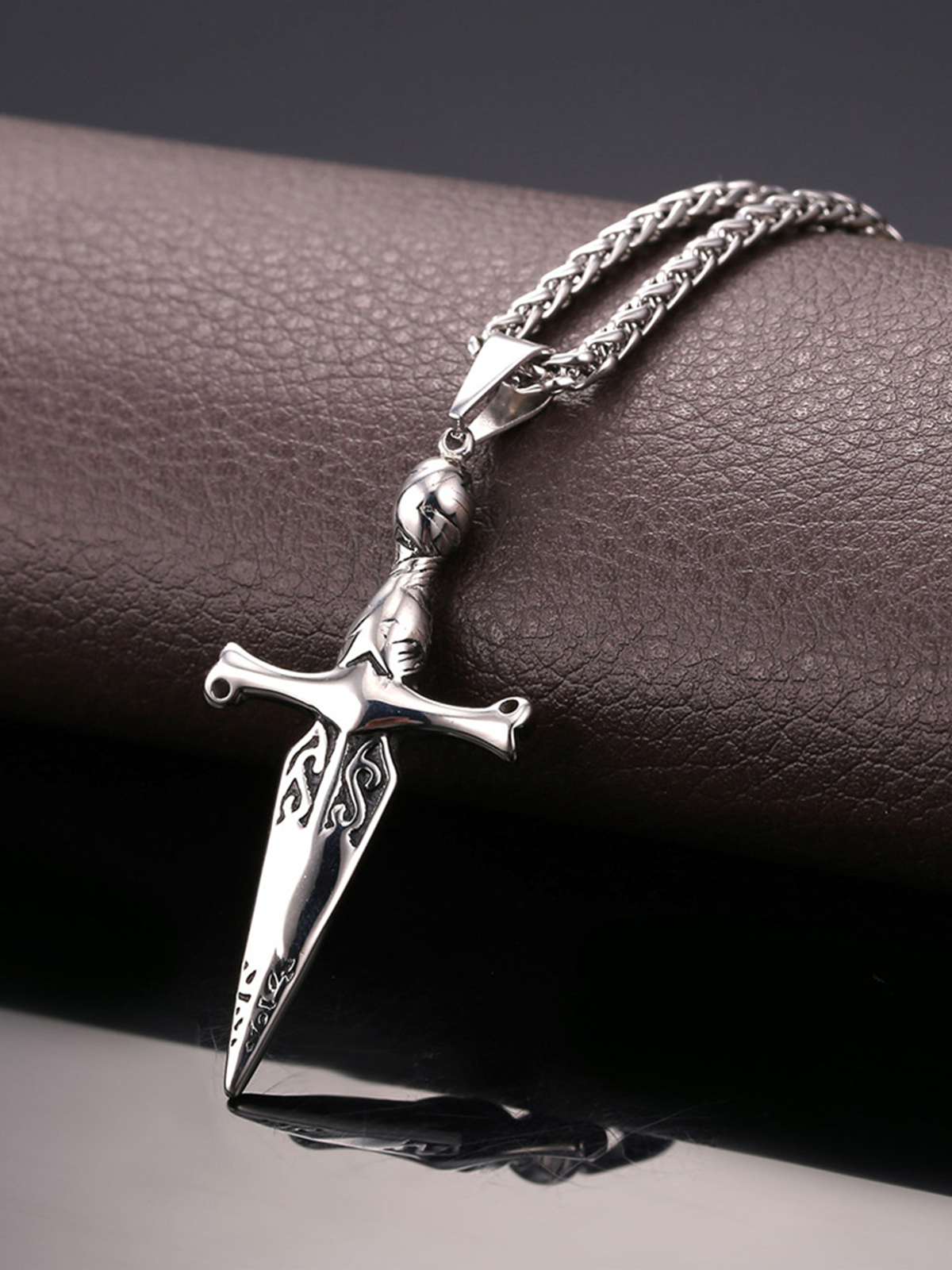 Sword Pendant Cross Necklace in Stainless