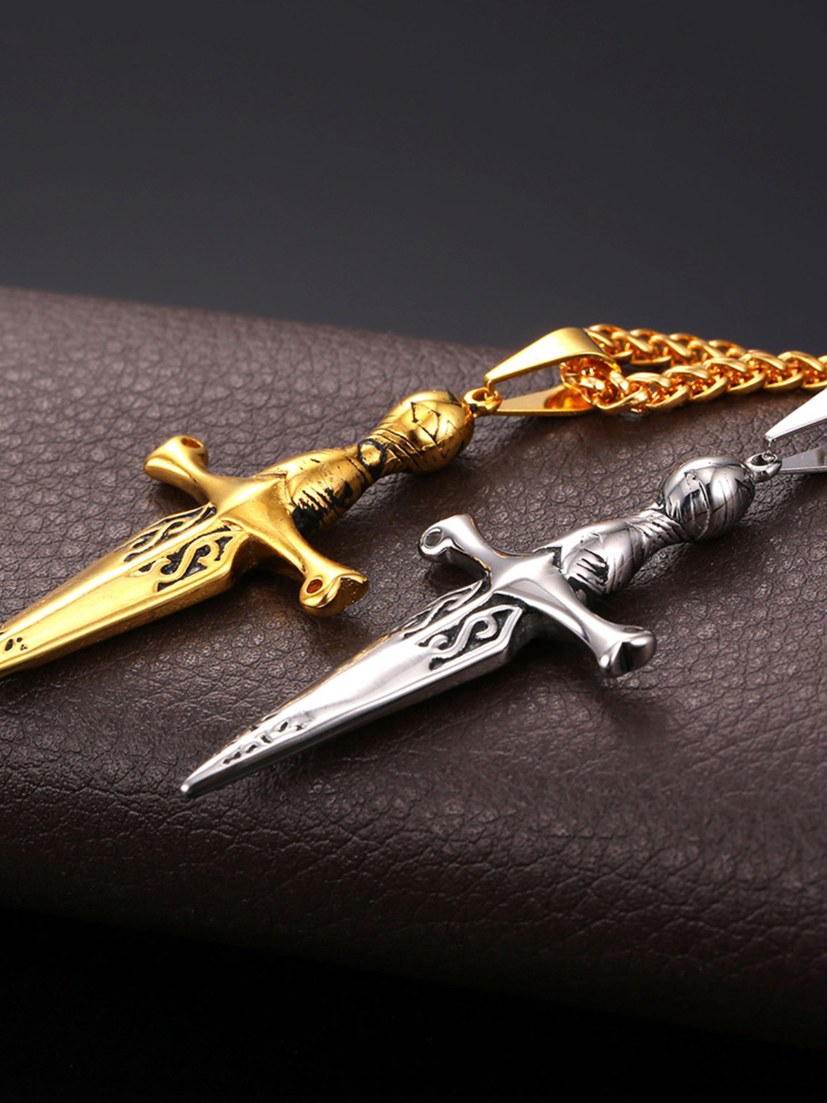 Sword Pendant Cross Necklace in Stainless