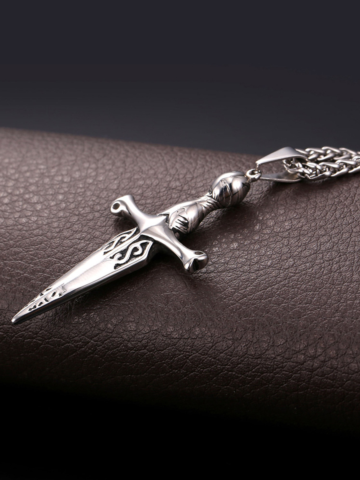 Sword Pendant Cross Necklace in Stainless
