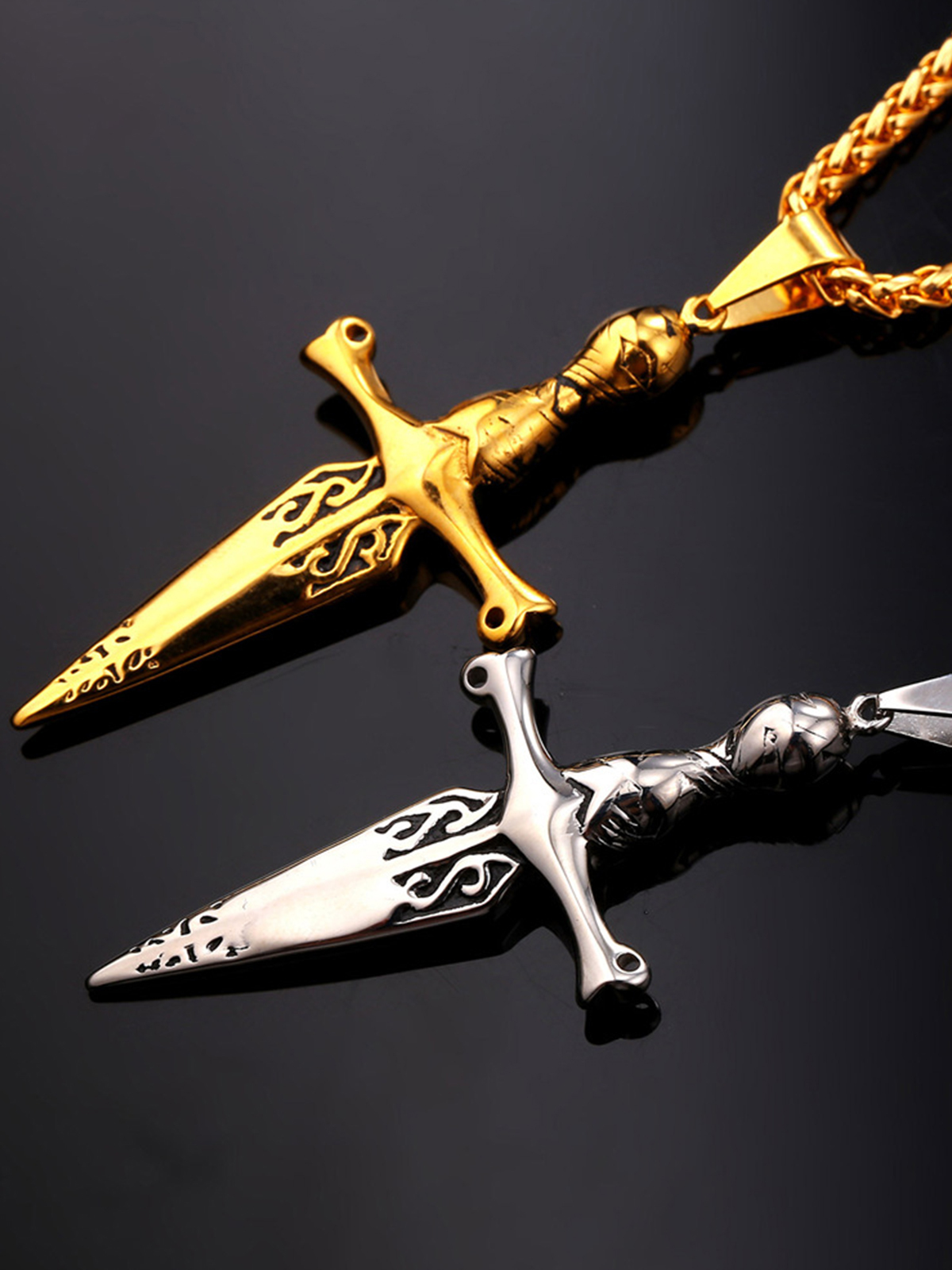 Sword Pendant Cross Necklace in Stainless