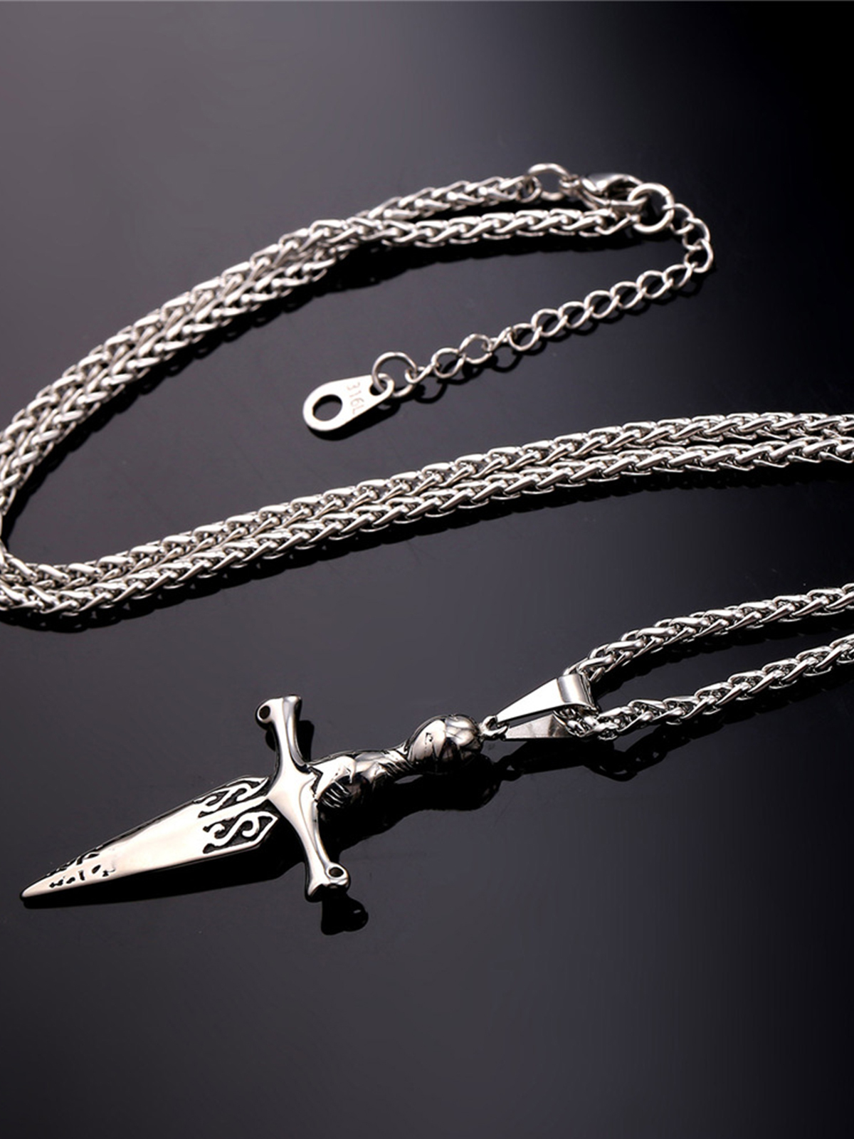 Sword Pendant Cross Necklace in Stainless
