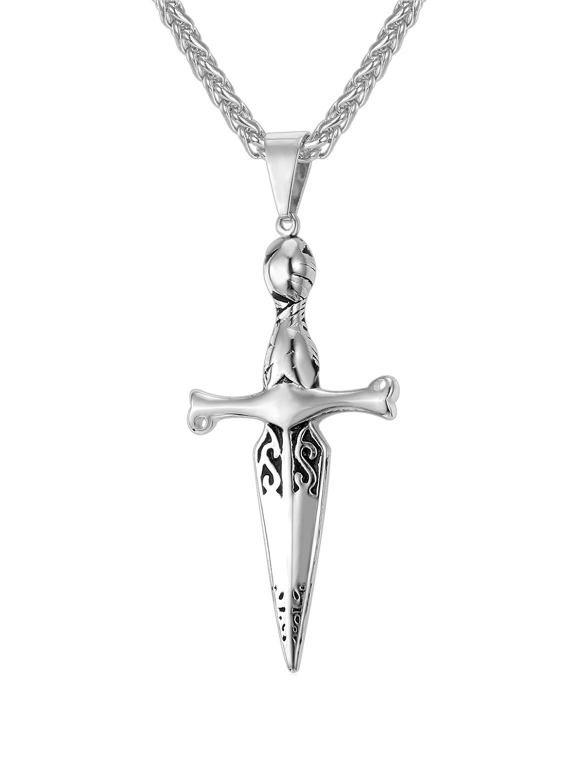 Sword Pendant Cross Necklace in Stainless