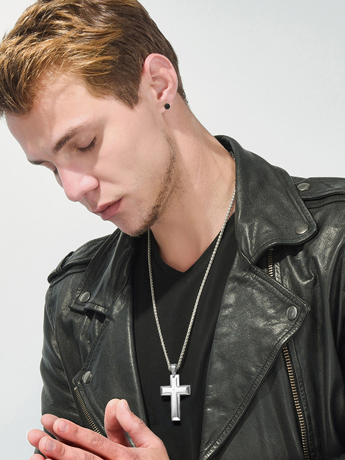 Cross Pendant Matthew Bible Verse Necklace in Stainless