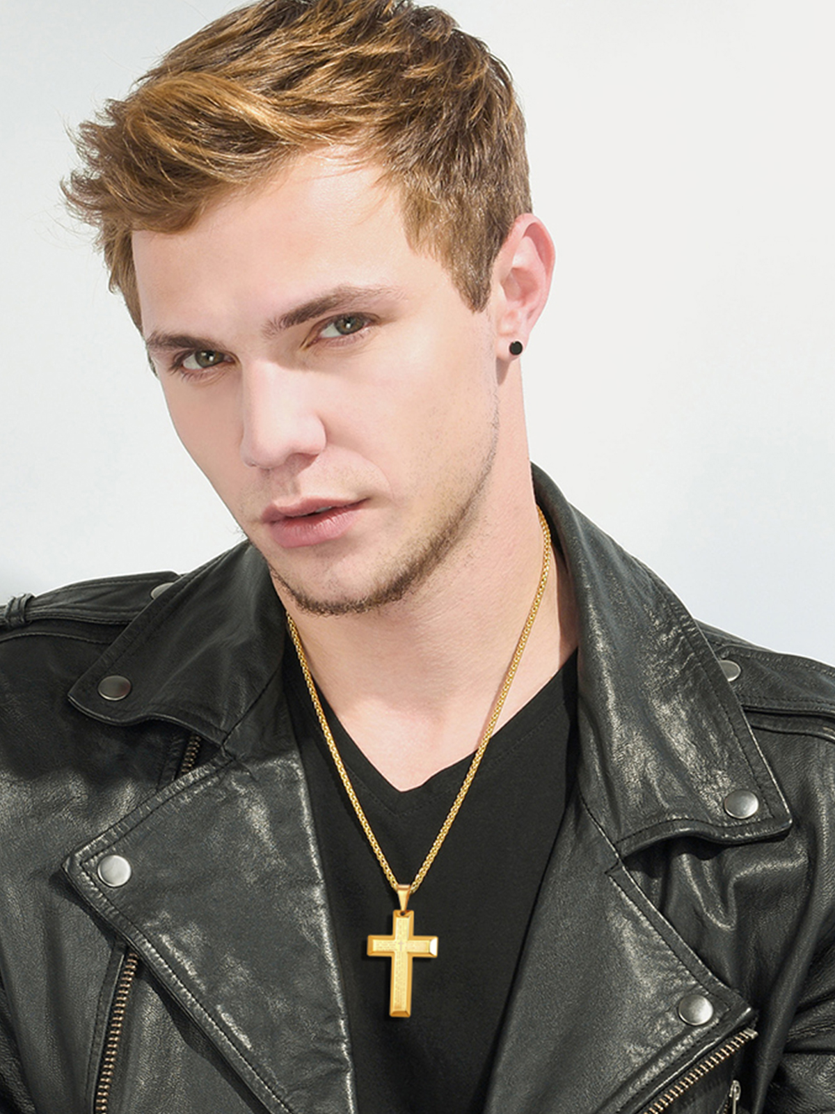 Cross Pendant Matthew Bible Verse Necklace in 18K Gold Plated