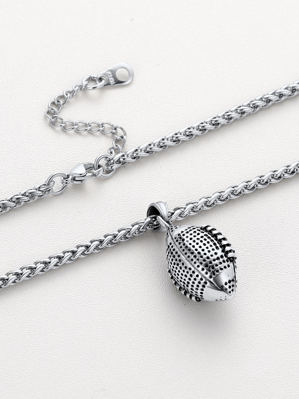 Rugby Pendant Sport Ball Necklace in Stainless
