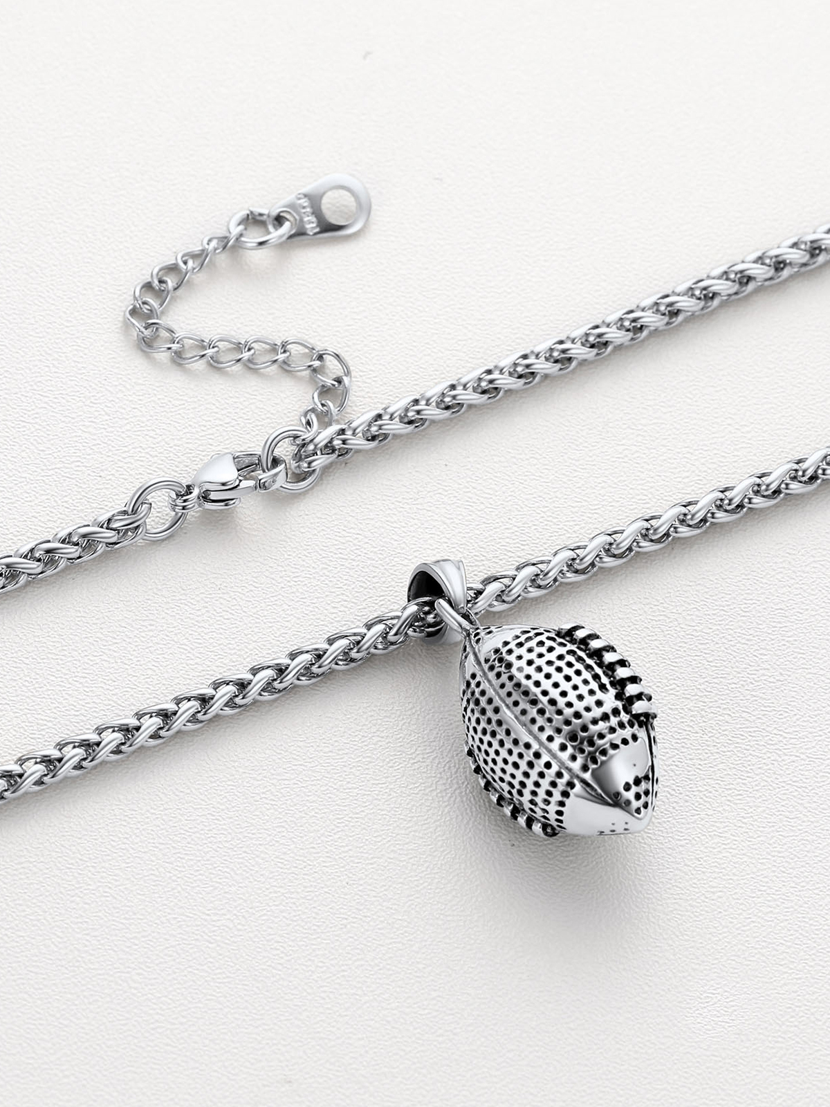 Rugby Pendant Sport Ball Necklace in Stainless