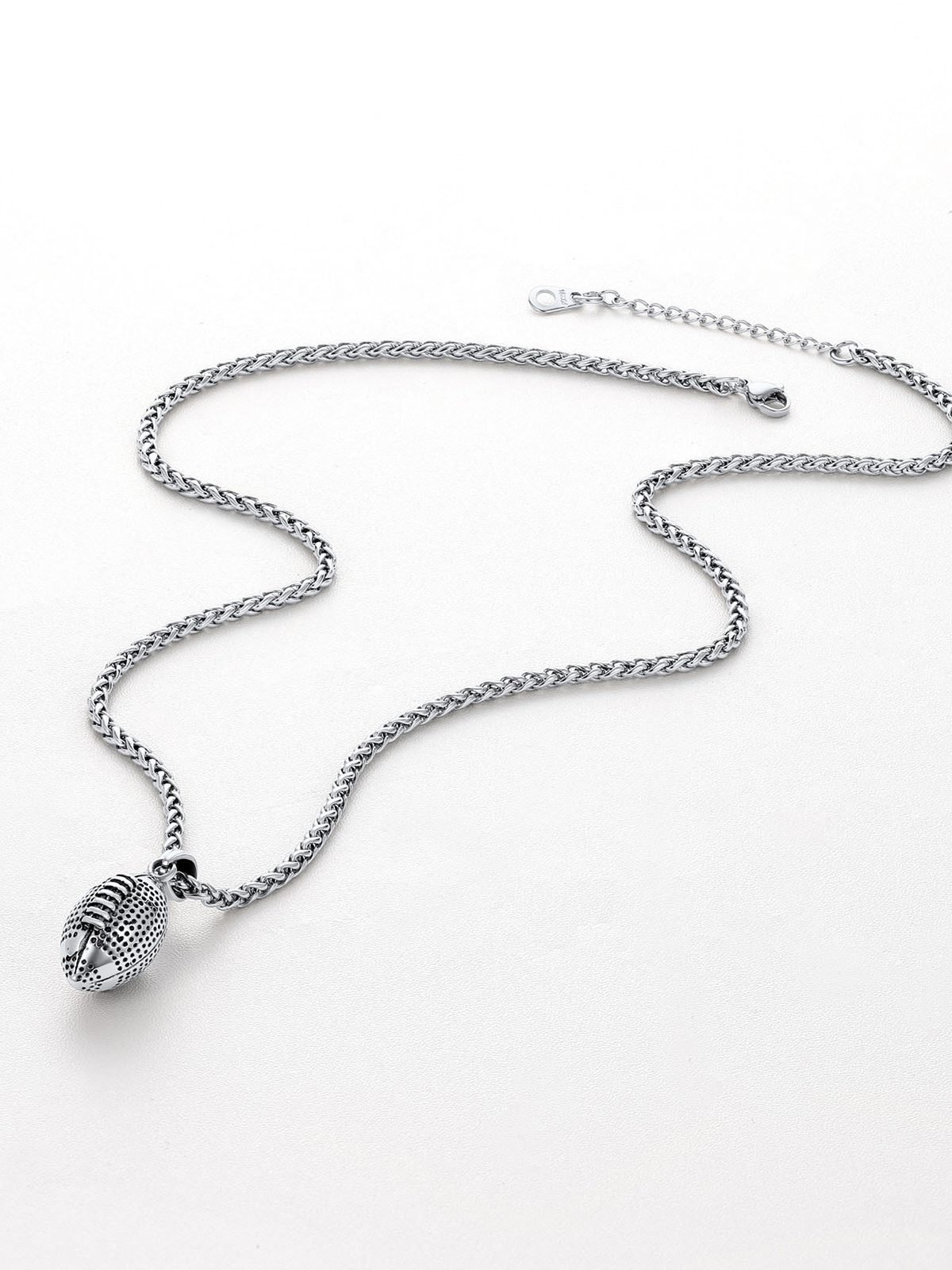 Rugby Pendant Sport Ball Necklace in Stainless