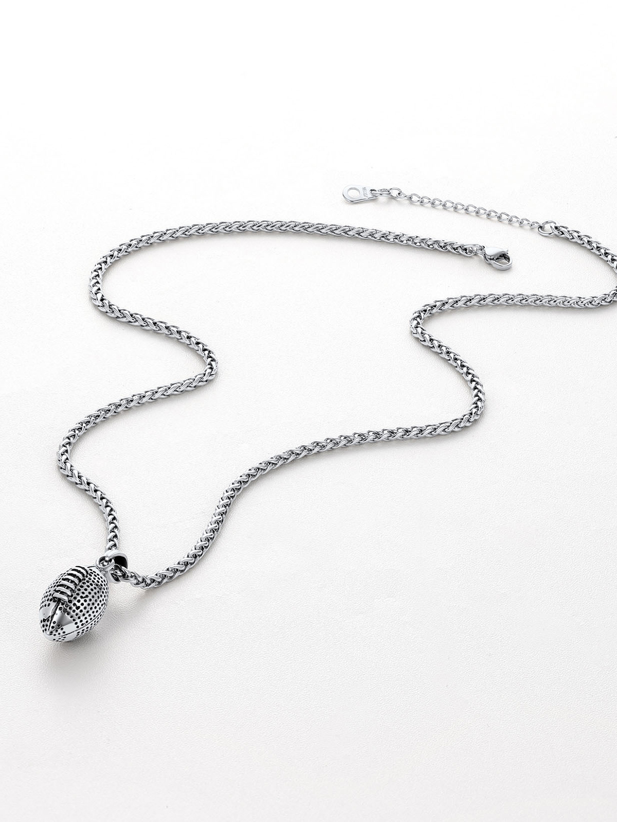 Rugby Pendant Sport Ball Necklace in Stainless