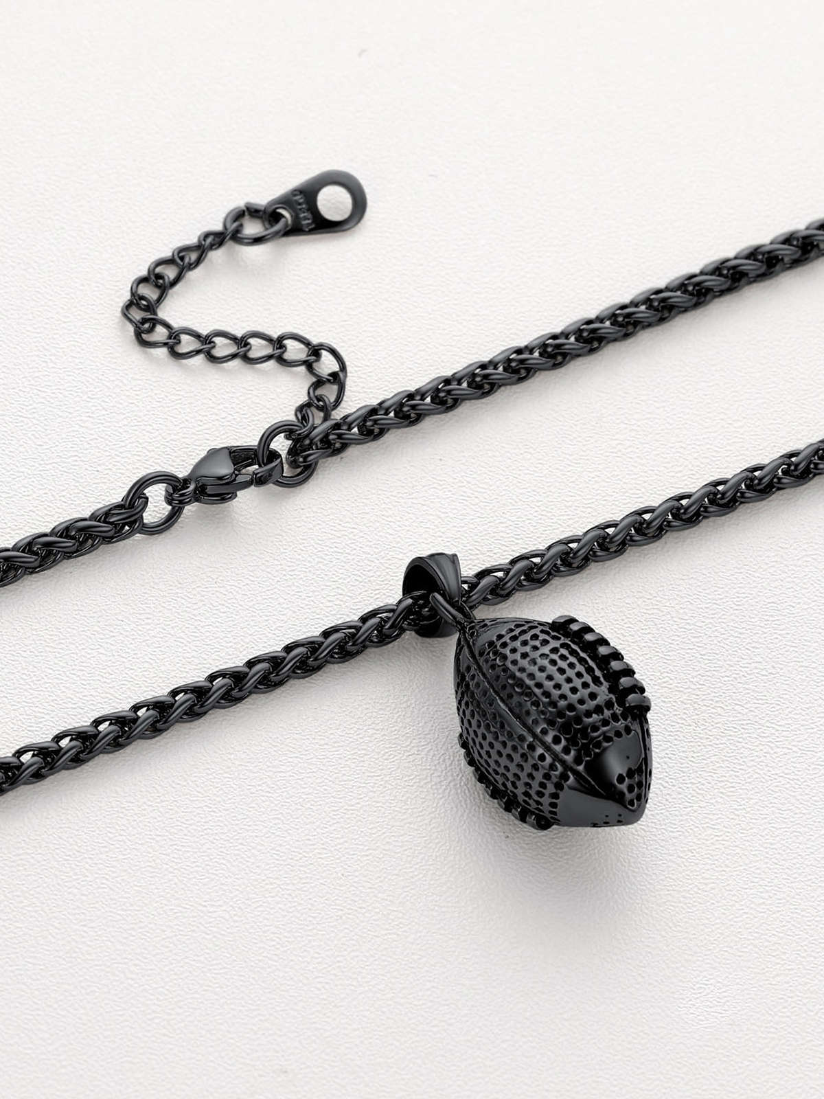 Rugby Pendant Sport Ball Necklace in Black