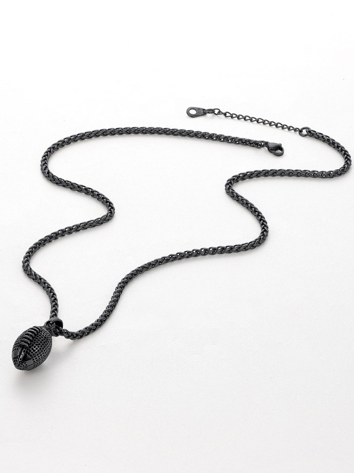 Rugby Pendant Sport Ball Necklace in Black