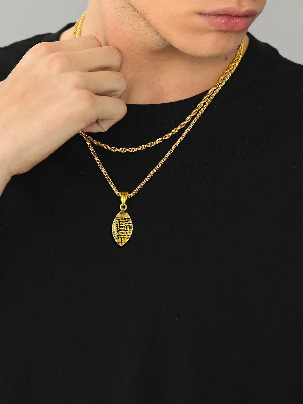 Rugby Pendant Sport Ball Necklace in 18K Gold