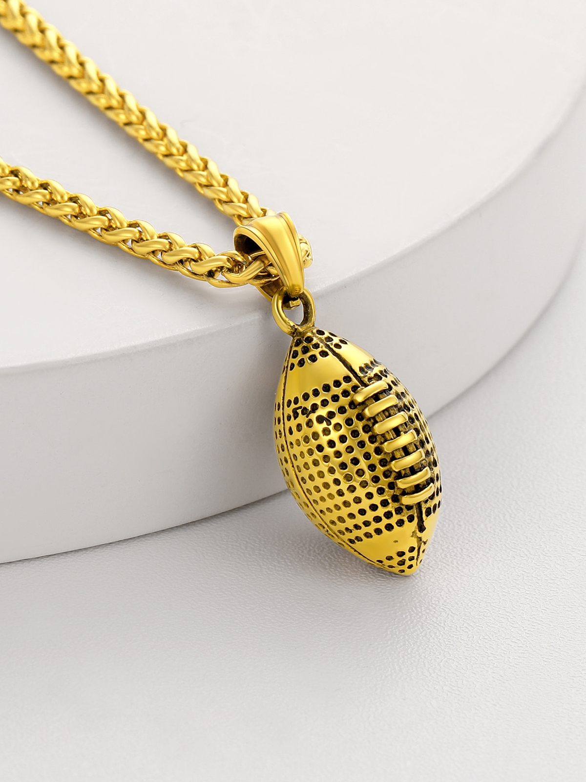 Rugby Pendant Sport Ball Necklace in 18K Gold