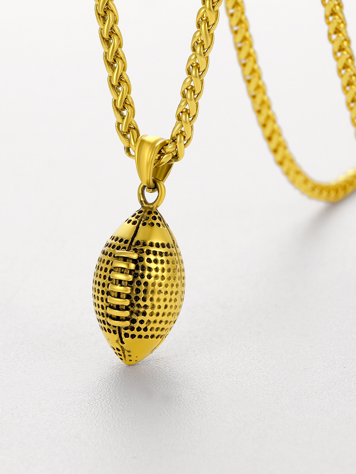 Rugby Pendant Sport Ball Necklace in 18K Gold