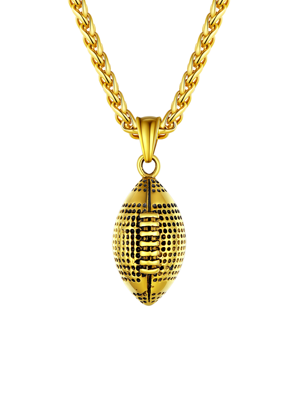 Rugby Pendant Sport Ball Necklace in 18K Gold