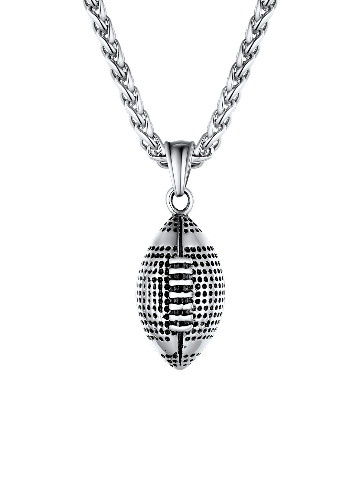 Rugby Pendant Sport Ball Necklace in Stainless