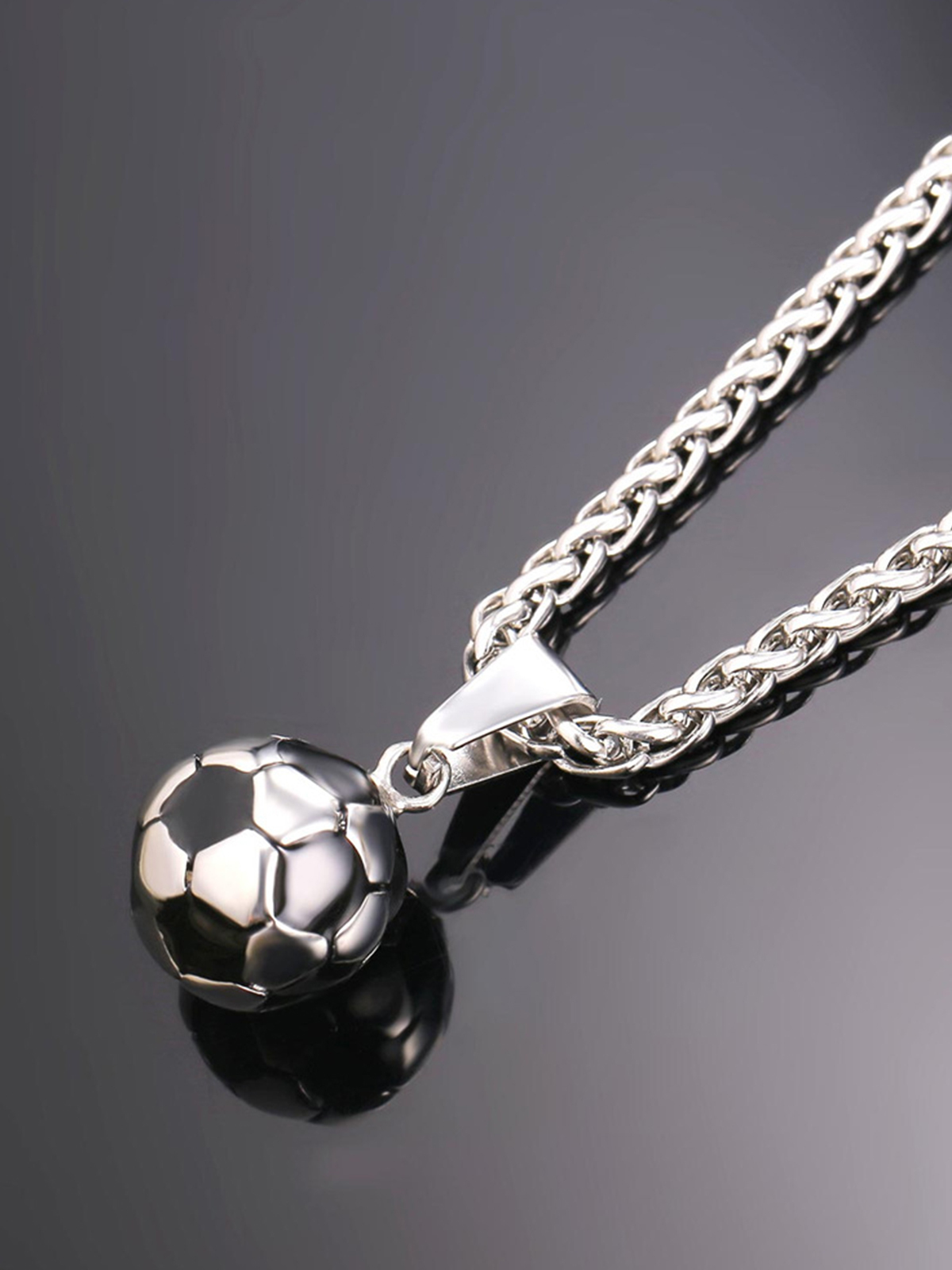 Soccer Pendant Sport Ball Necklace in Stainless
