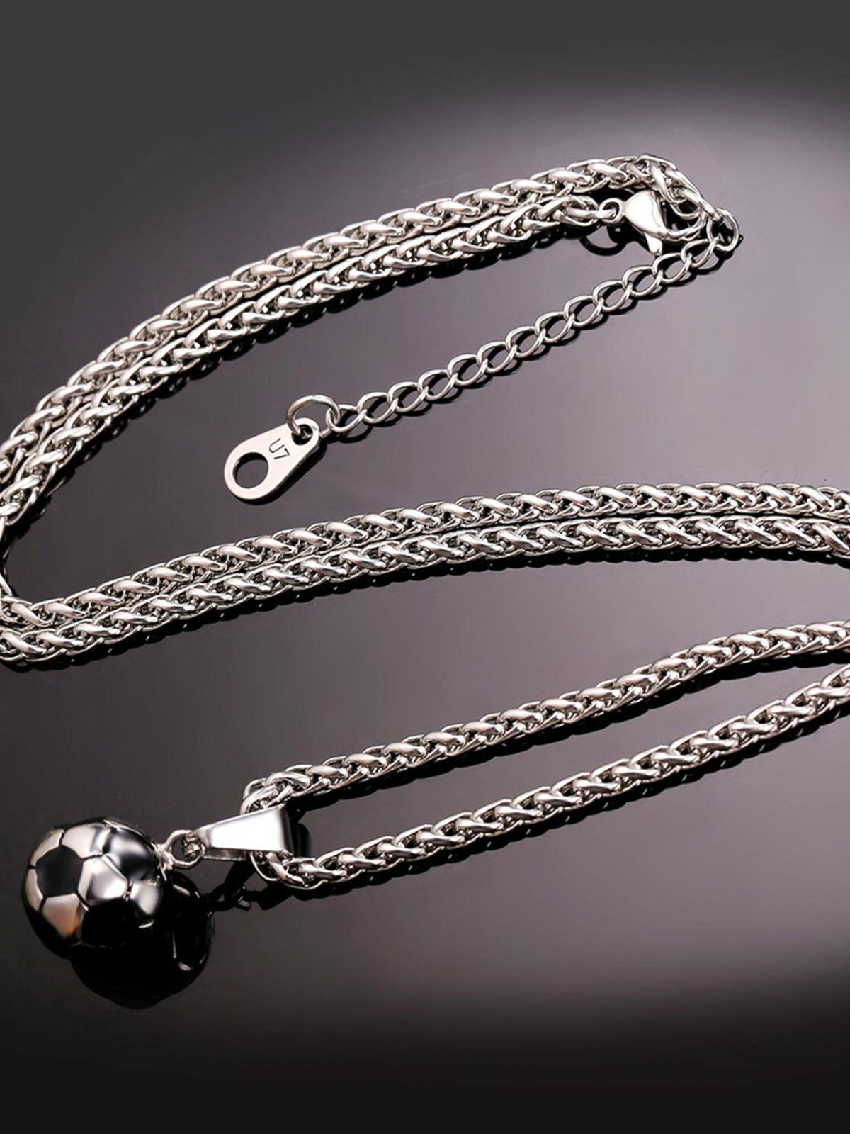 Soccer Pendant Sport Ball Necklace in Stainless