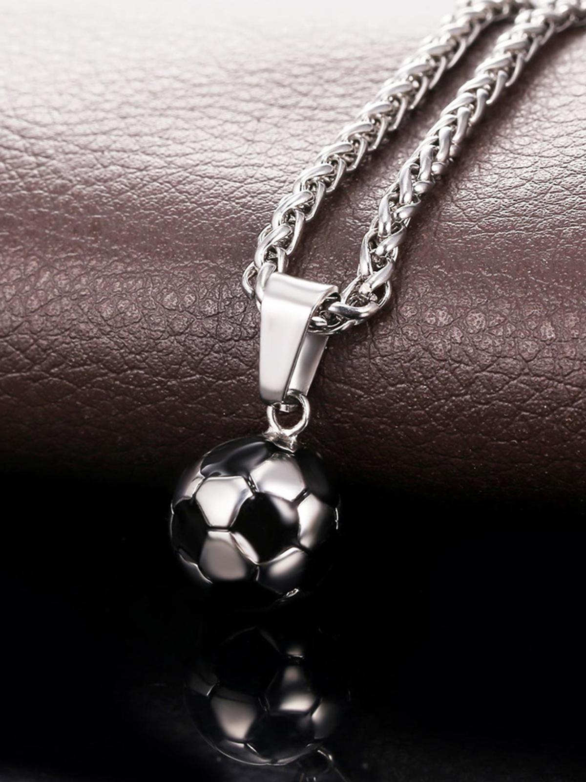 Soccer Pendant Sport Ball Necklace in Stainless