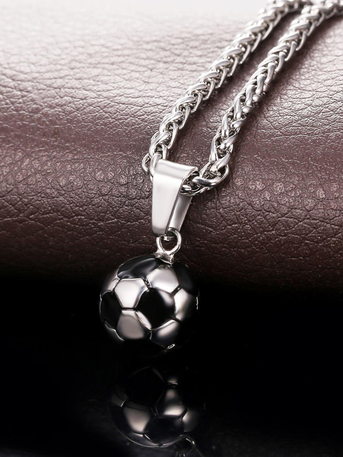 Soccer Pendant Sport Ball Necklace in Stainless