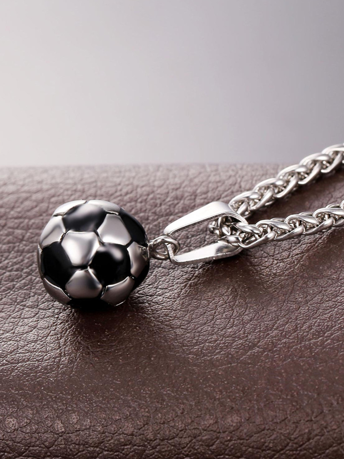 Soccer Pendant Sport Ball Necklace in Stainless