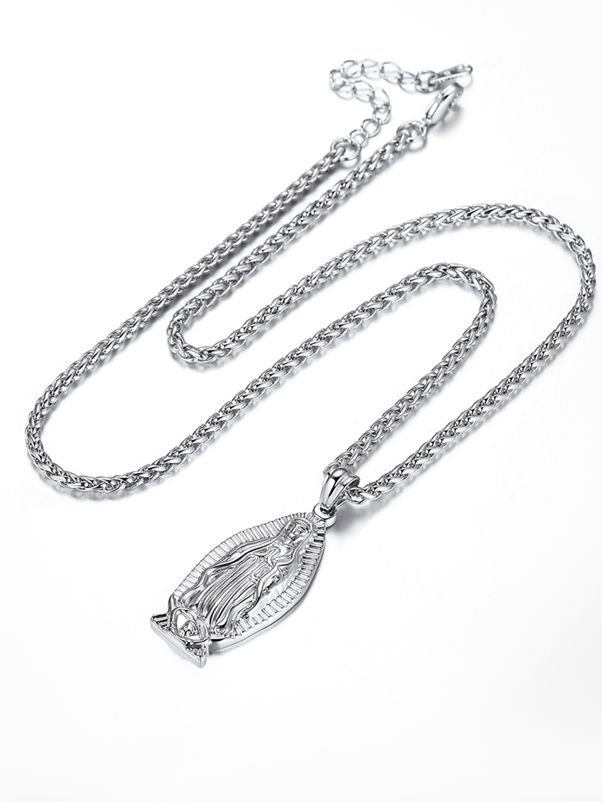 Virgin Mary Pendant Lady of Guadalupe Necklace in Stainless