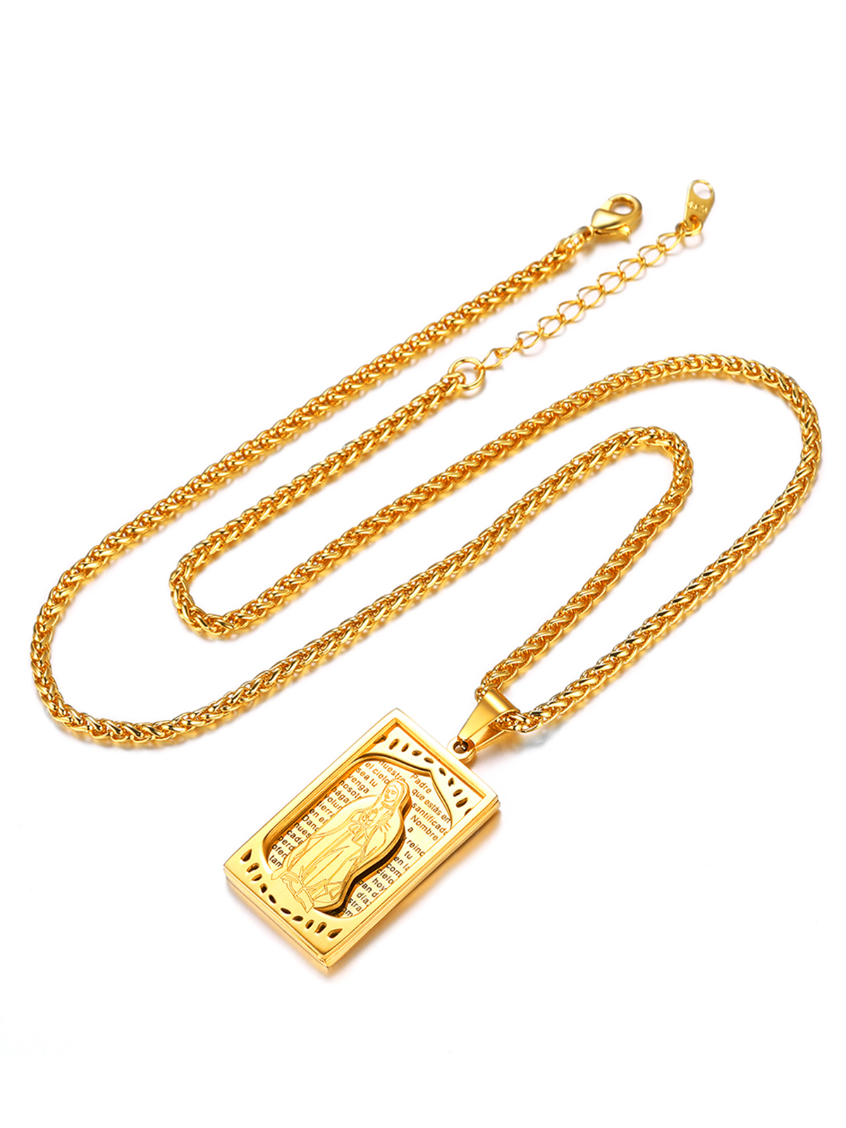Virgin Mary Pendant Catholic Necklace in 18K Gold Plated
