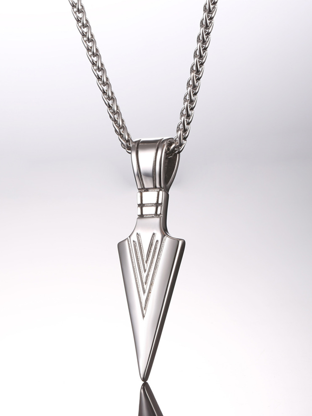 Arrowhead Necklace Spear Point Pendant in Stainless