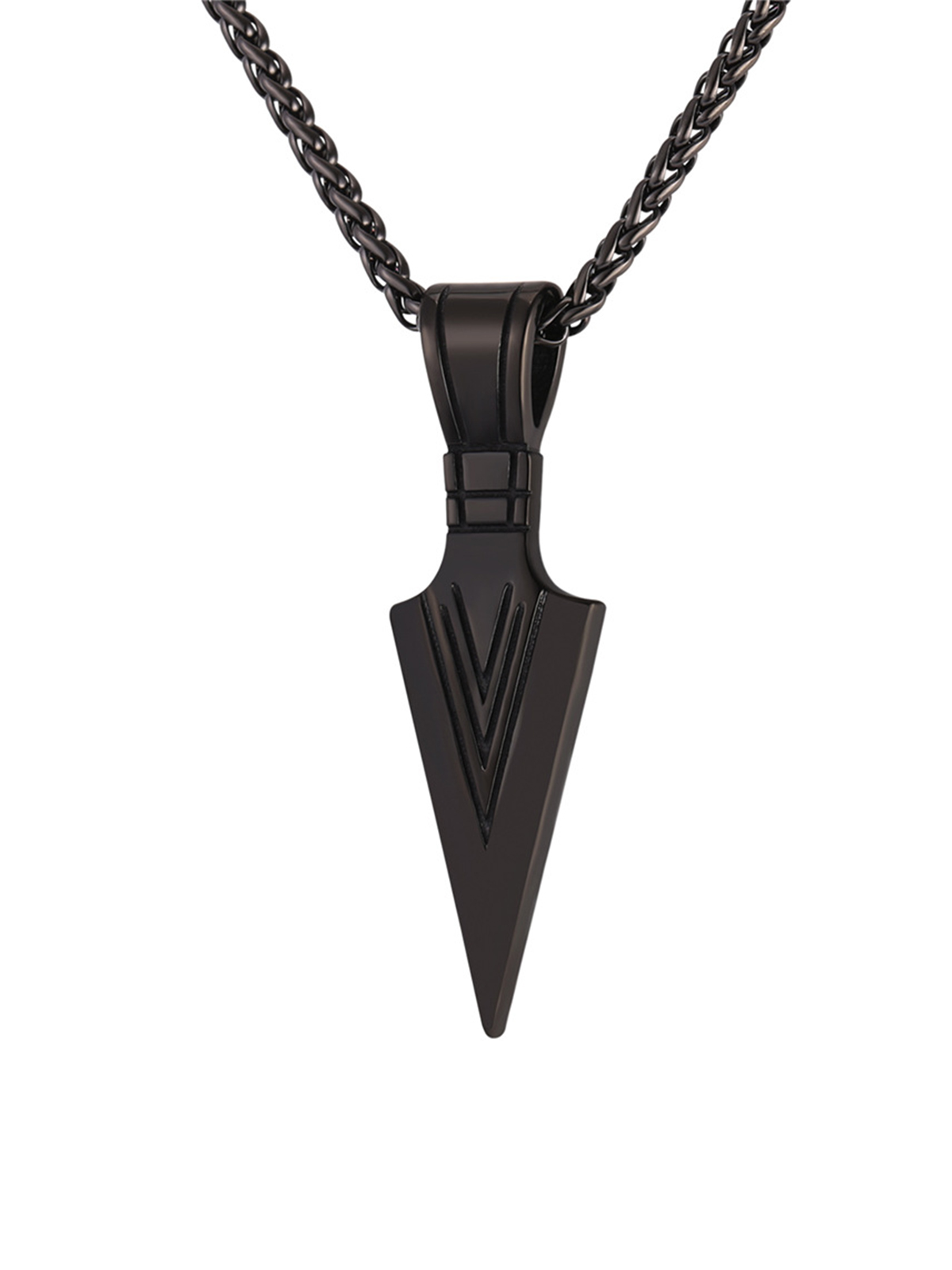 Arrowhead Necklace Spear Point Pendant in Black