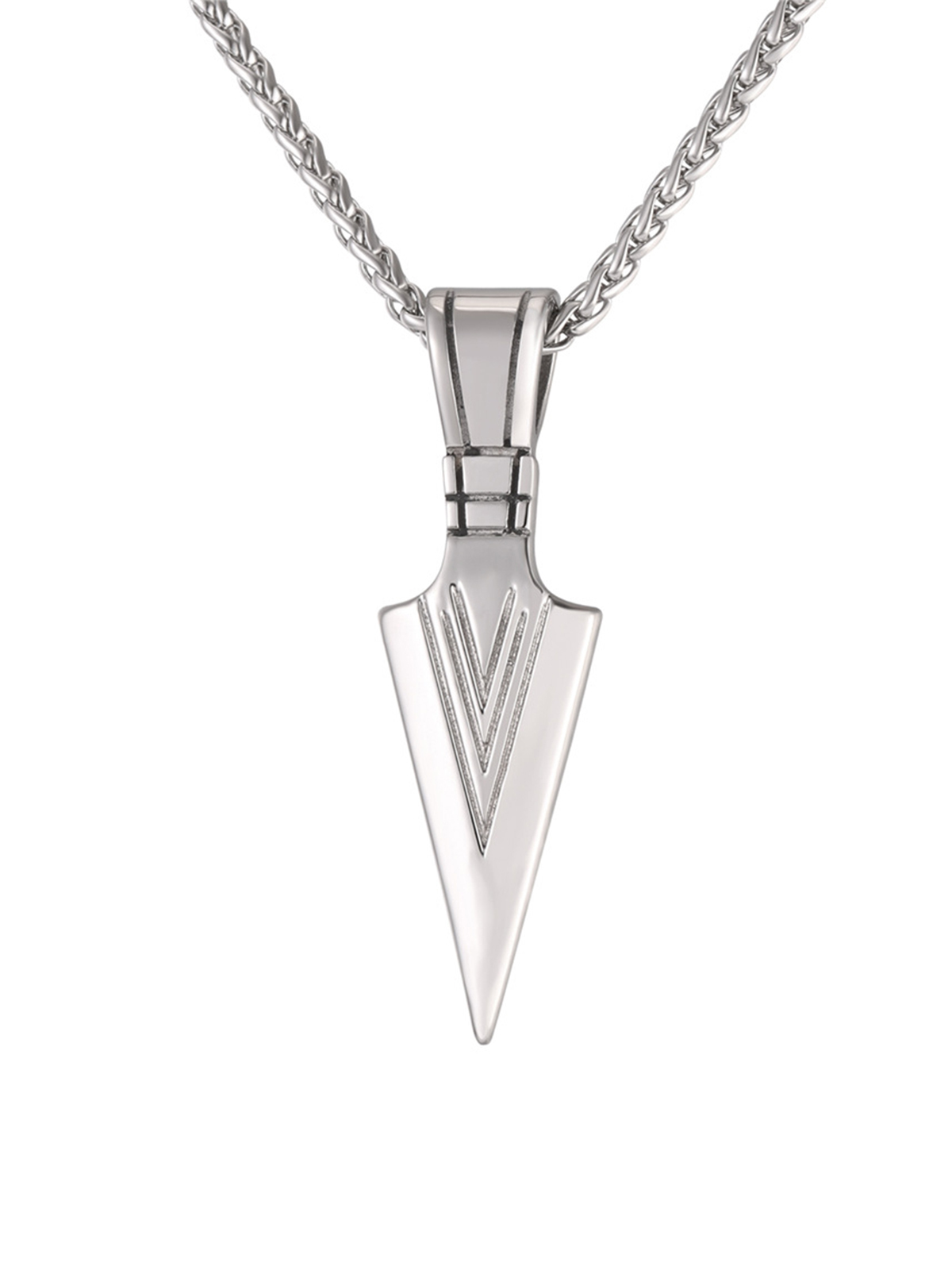Arrowhead Necklace Spear Point Pendant in Stainless