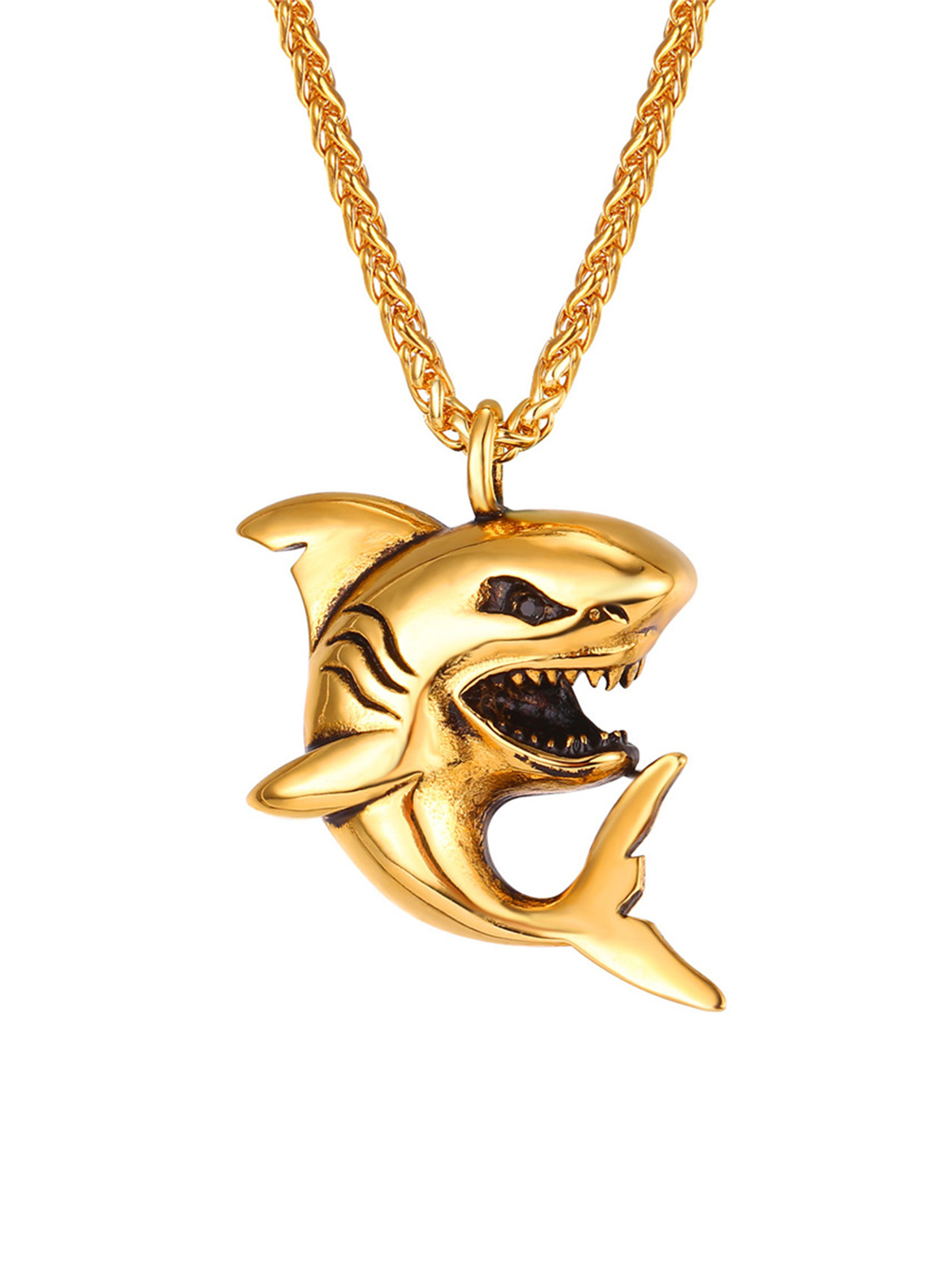 Shark Pendant Animal Jewelry in 18K Gold