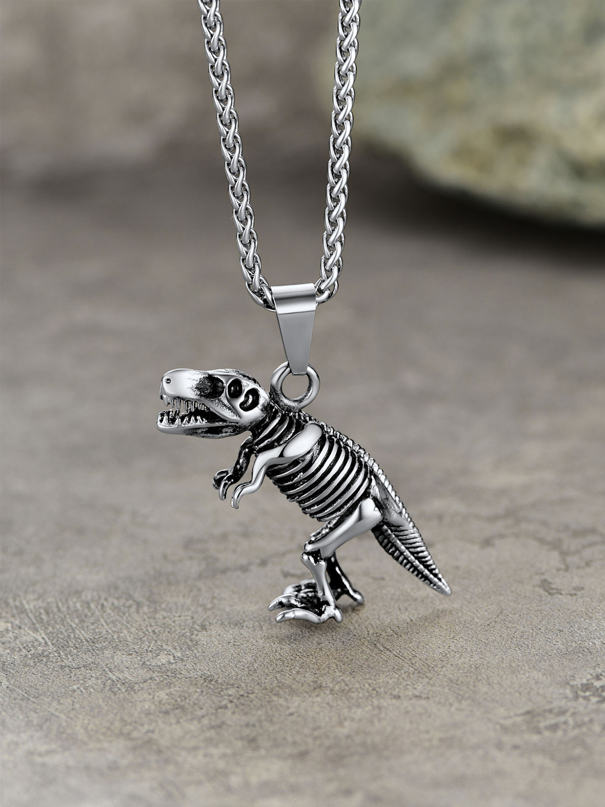 Dinosaur Pendant Animal Necklace in Stainless