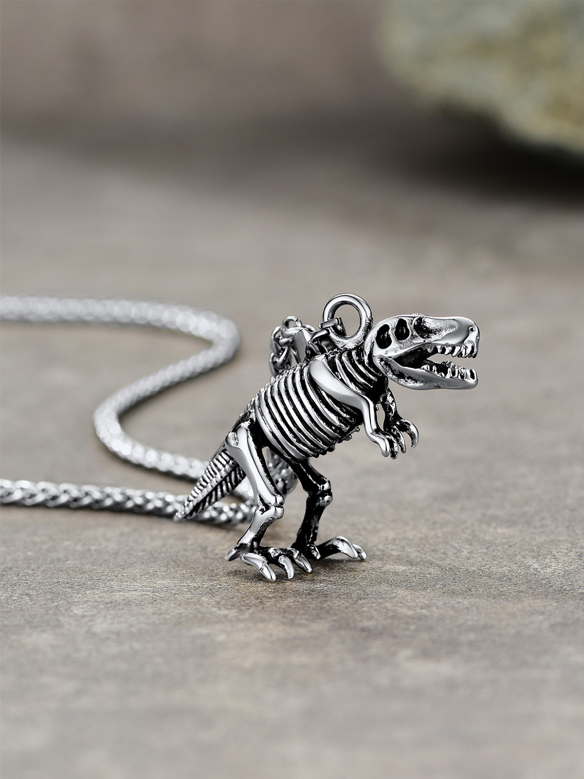 Dinosaur Pendant Animal Necklace in Stainless