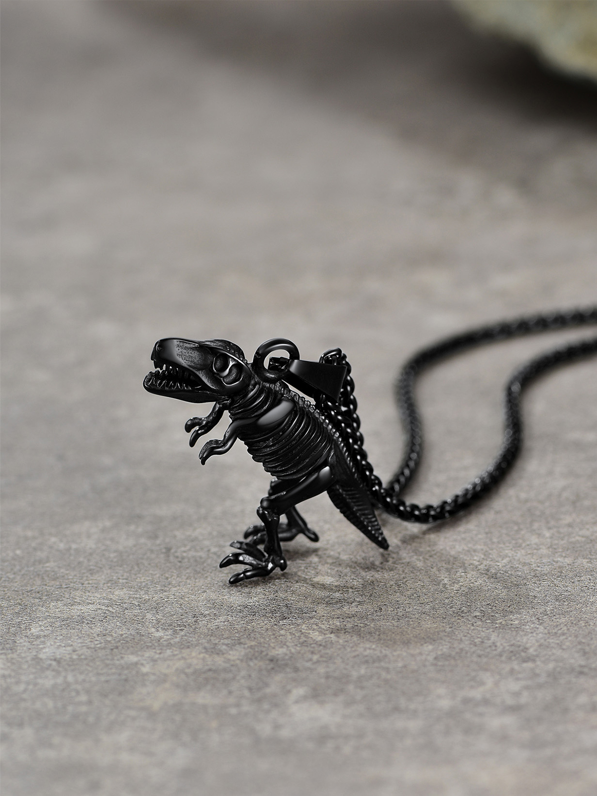 Dinosaur Pendant Animal Necklace in Black Plated