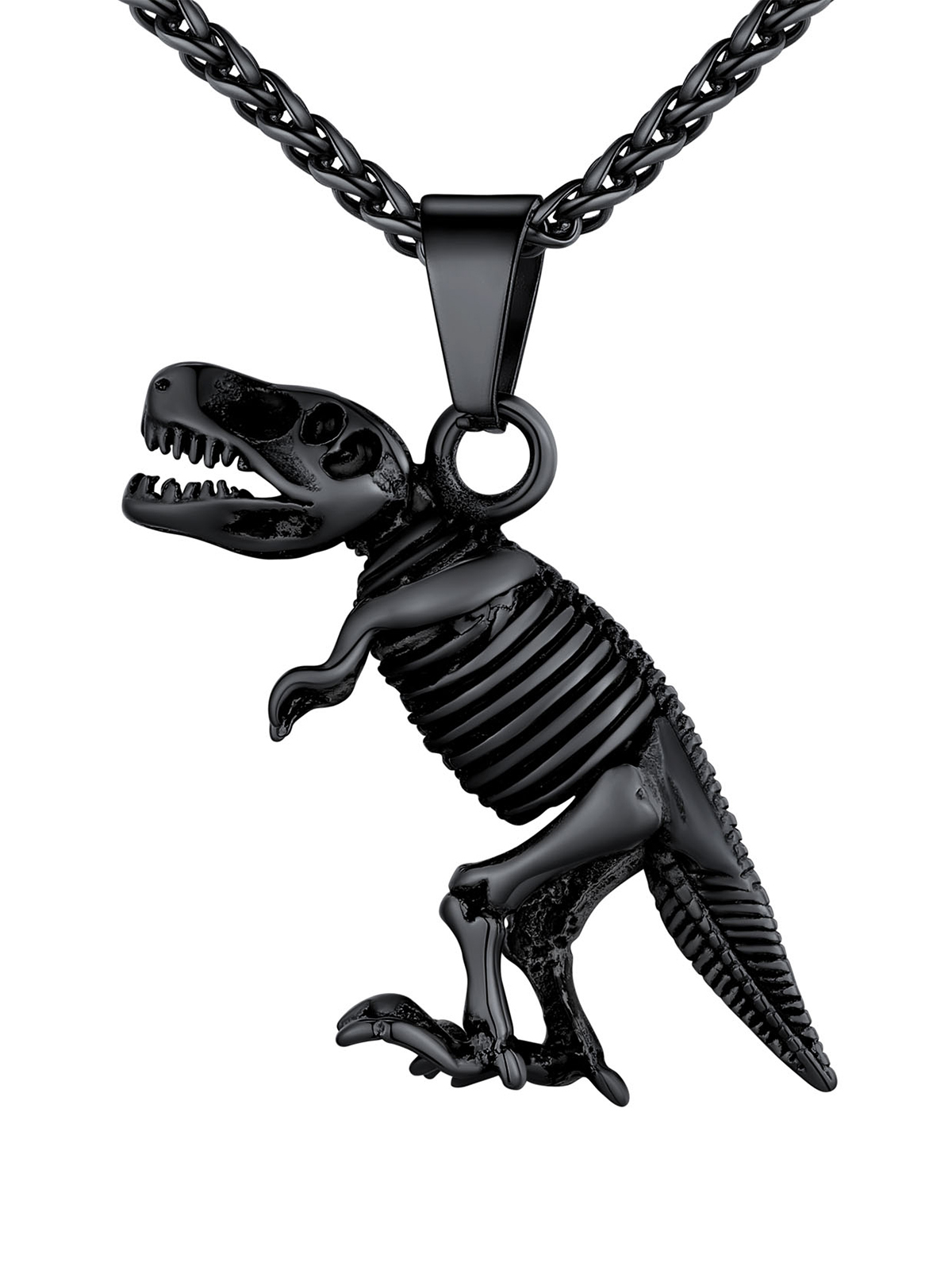 Dinosaur Pendant Animal Necklace in Black Plated