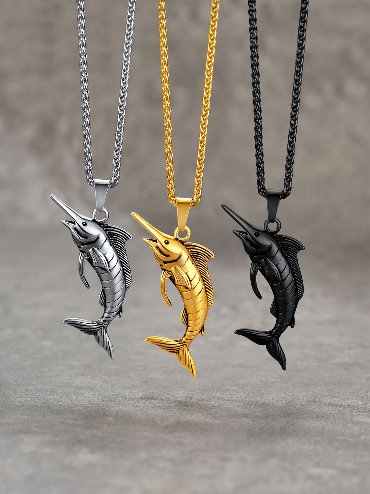 Swordfish Pendant Animal Jewelry in Black