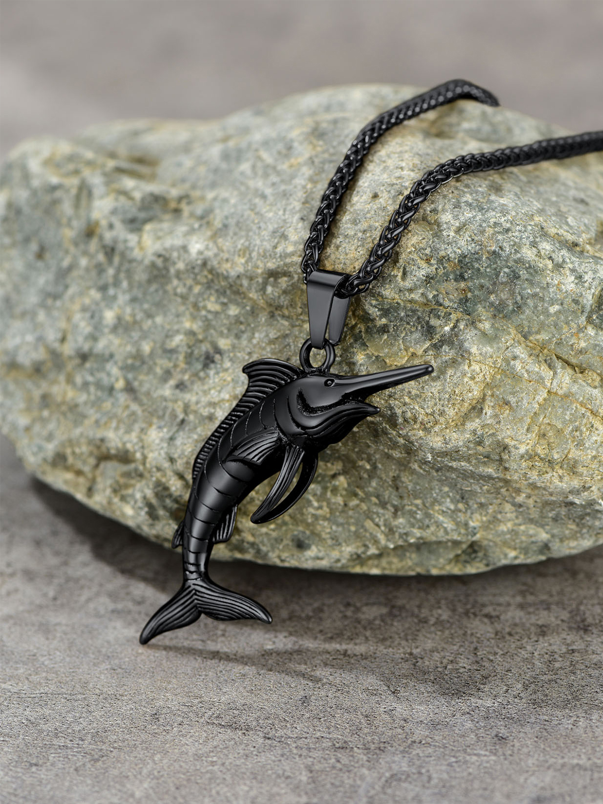Swordfish Pendant Animal Jewelry in Black