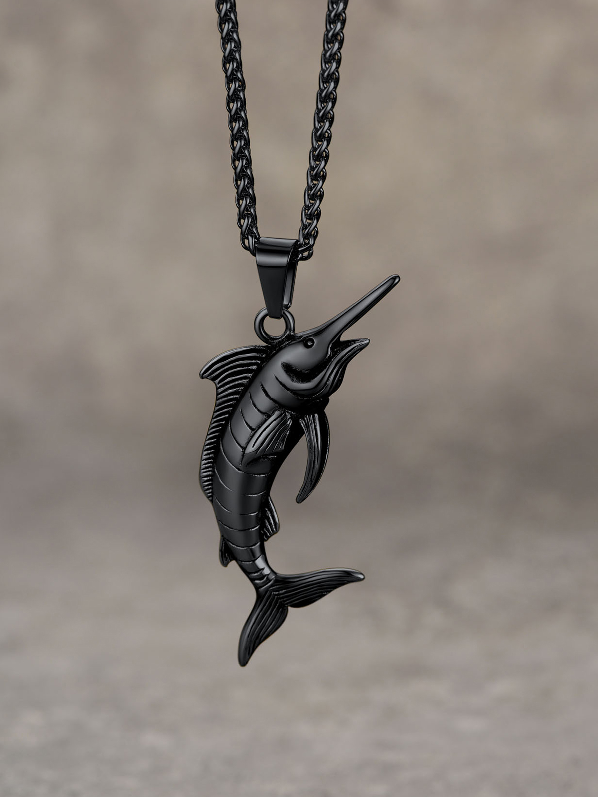Swordfish Pendant Animal Jewelry in Black
