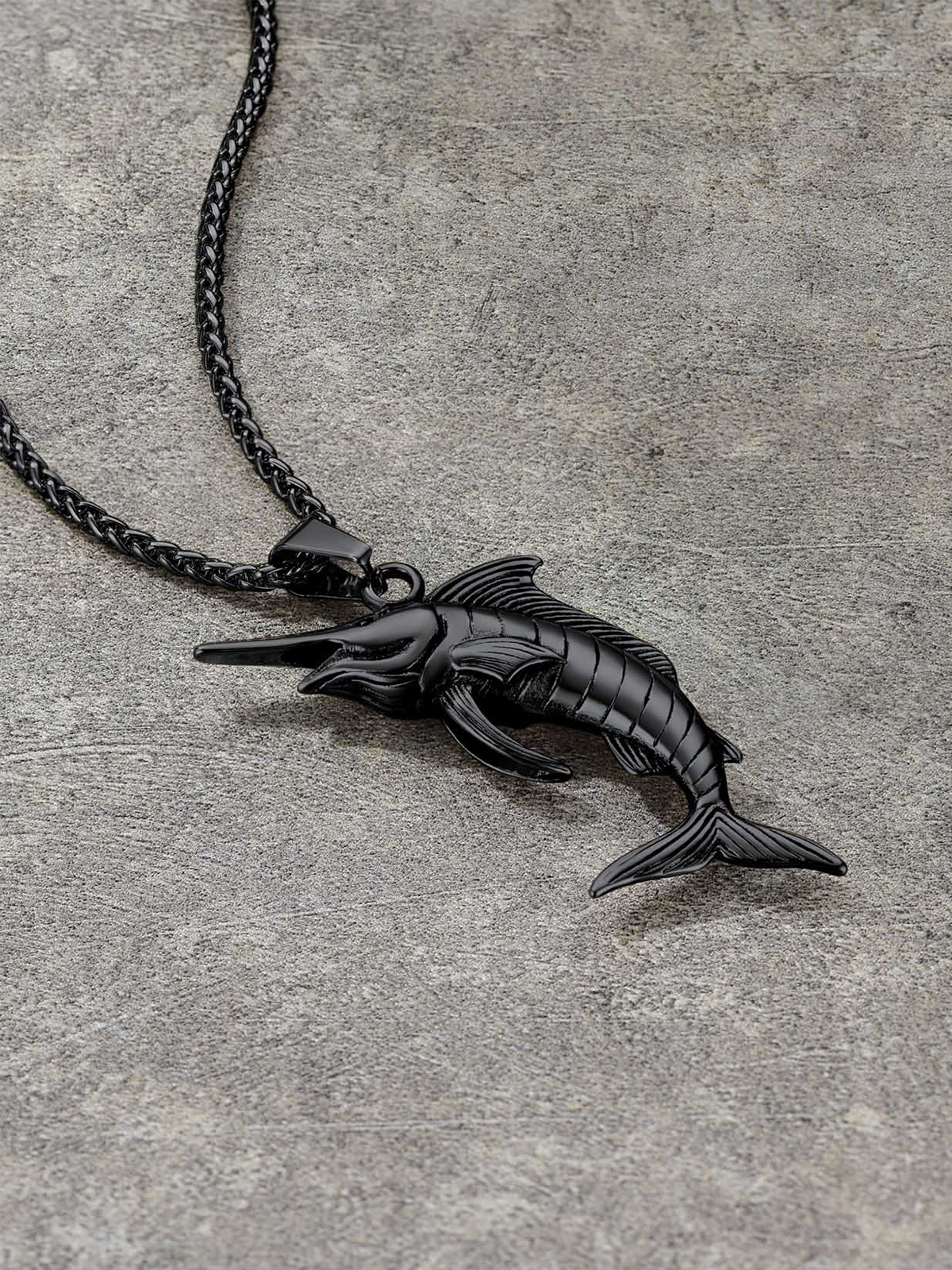 Swordfish Pendant Animal Jewelry in Black