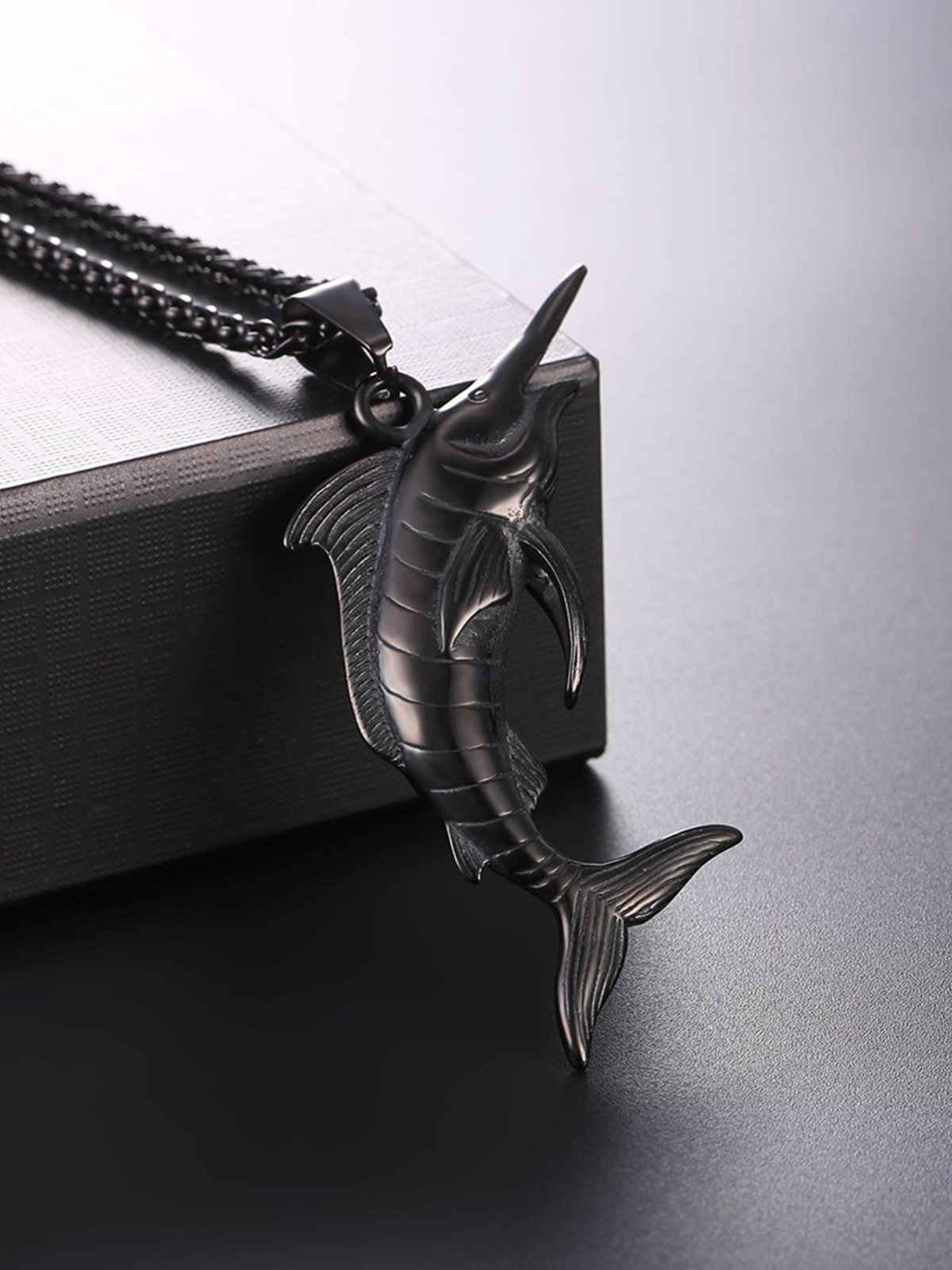 Swordfish Pendant Animal Jewelry in Black