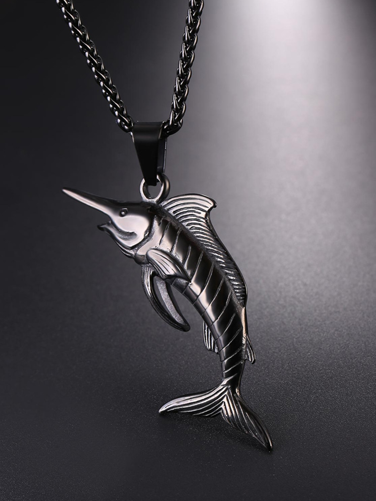 Swordfish Pendant Animal Jewelry in Black
