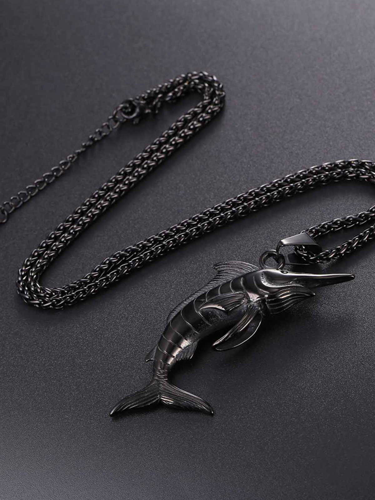 Swordfish Pendant Animal Jewelry in Black