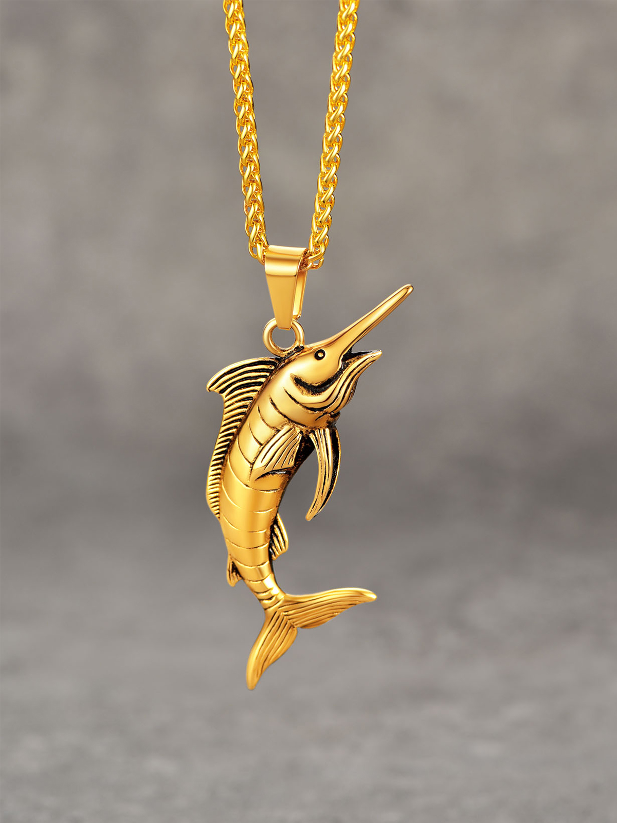 Swordfish Pendant Animal Jewelry in 18K Gold