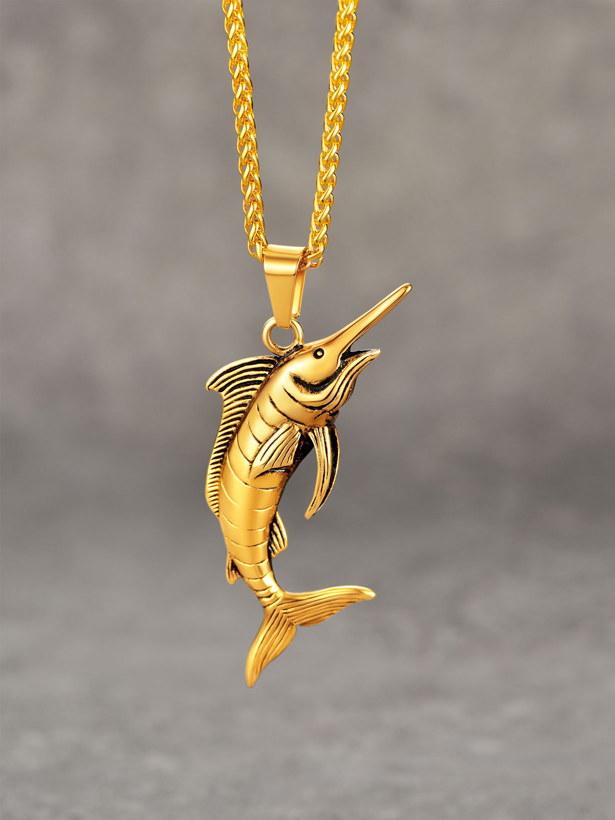 Swordfish Pendant Animal Jewelry in 18K Gold