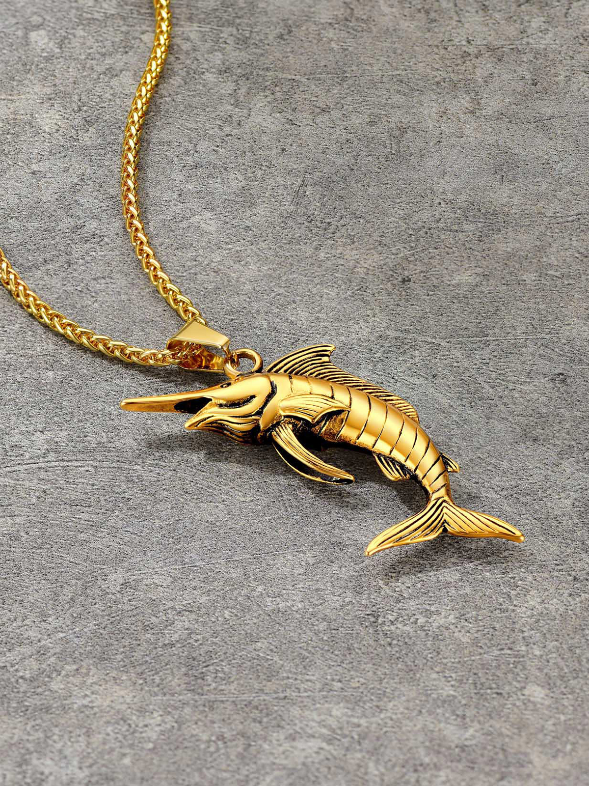 Swordfish Pendant Animal Jewelry in 18K Gold